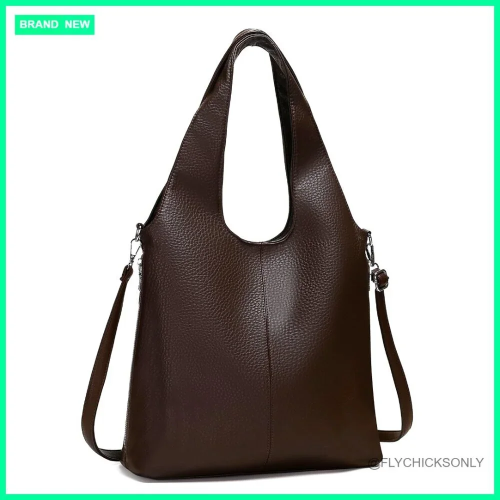 Medium Vegan Leather Hobo Bag with Adjustable Strap, Multiple Pockets